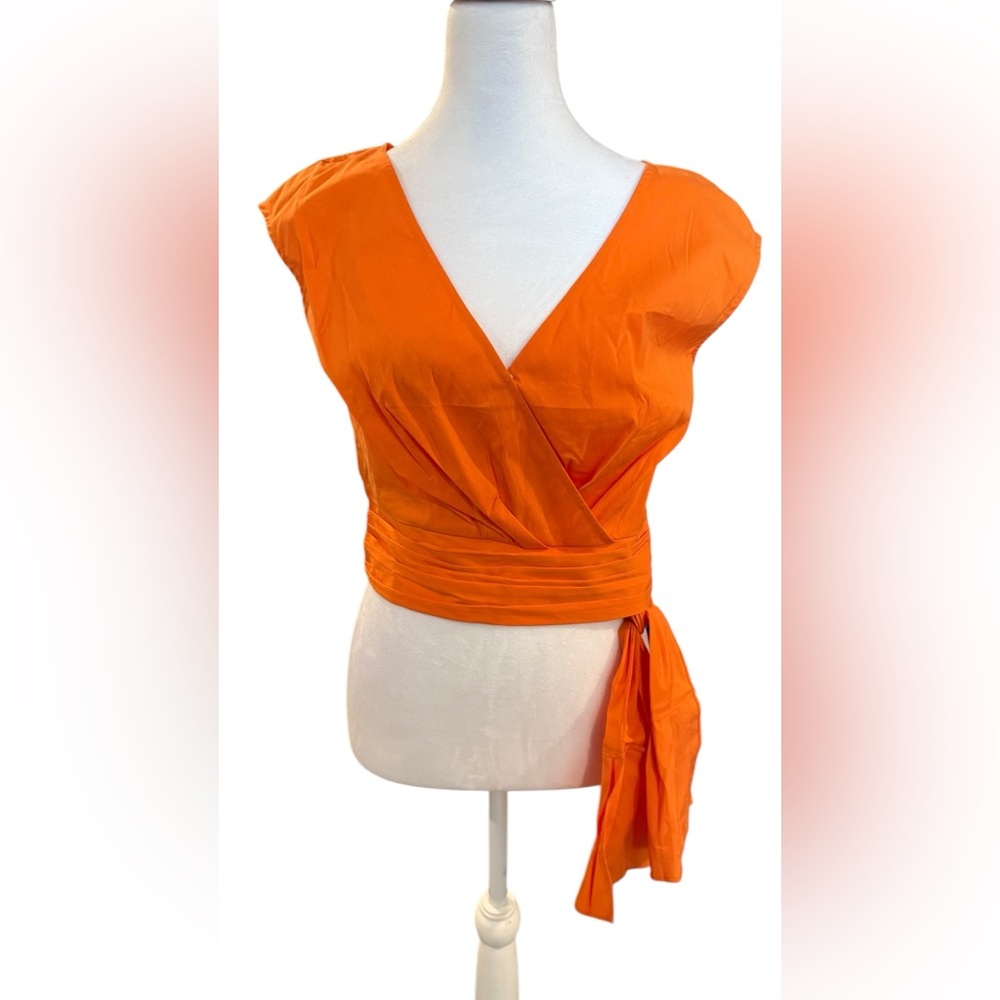 Bebe Overlap Scarf Top-Orange